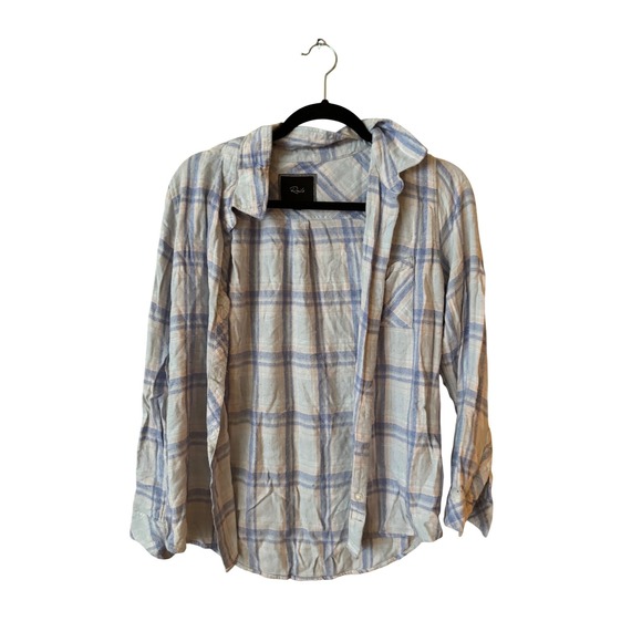 Rails Tops - Rails‎ Women's White Blue Plaid Print Button Down Shirt Size Small